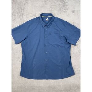 Eddie Bauer Shirt Mens XXL Blue First Ascent Short Sleeve Button Up Fishing